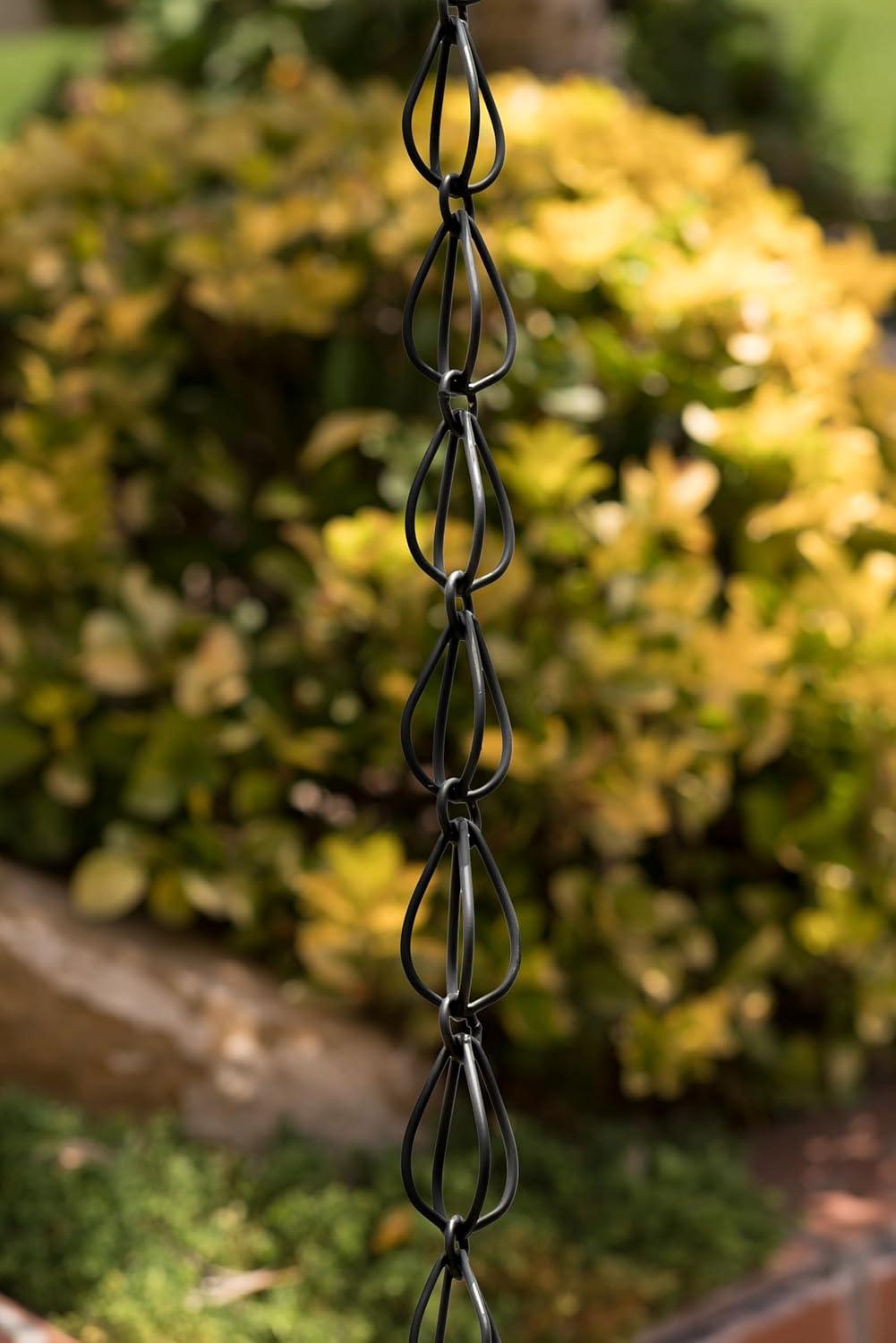 Black Aluminum Teardrop Rain Chain 8.5 Feet