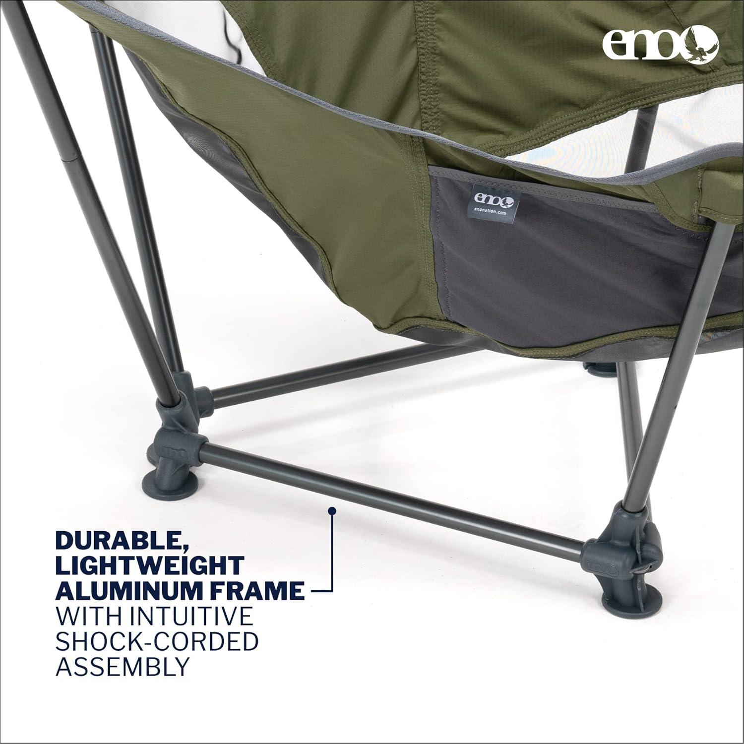 Olive Green Aluminum Frame Camping Lounger with Mesh Seat