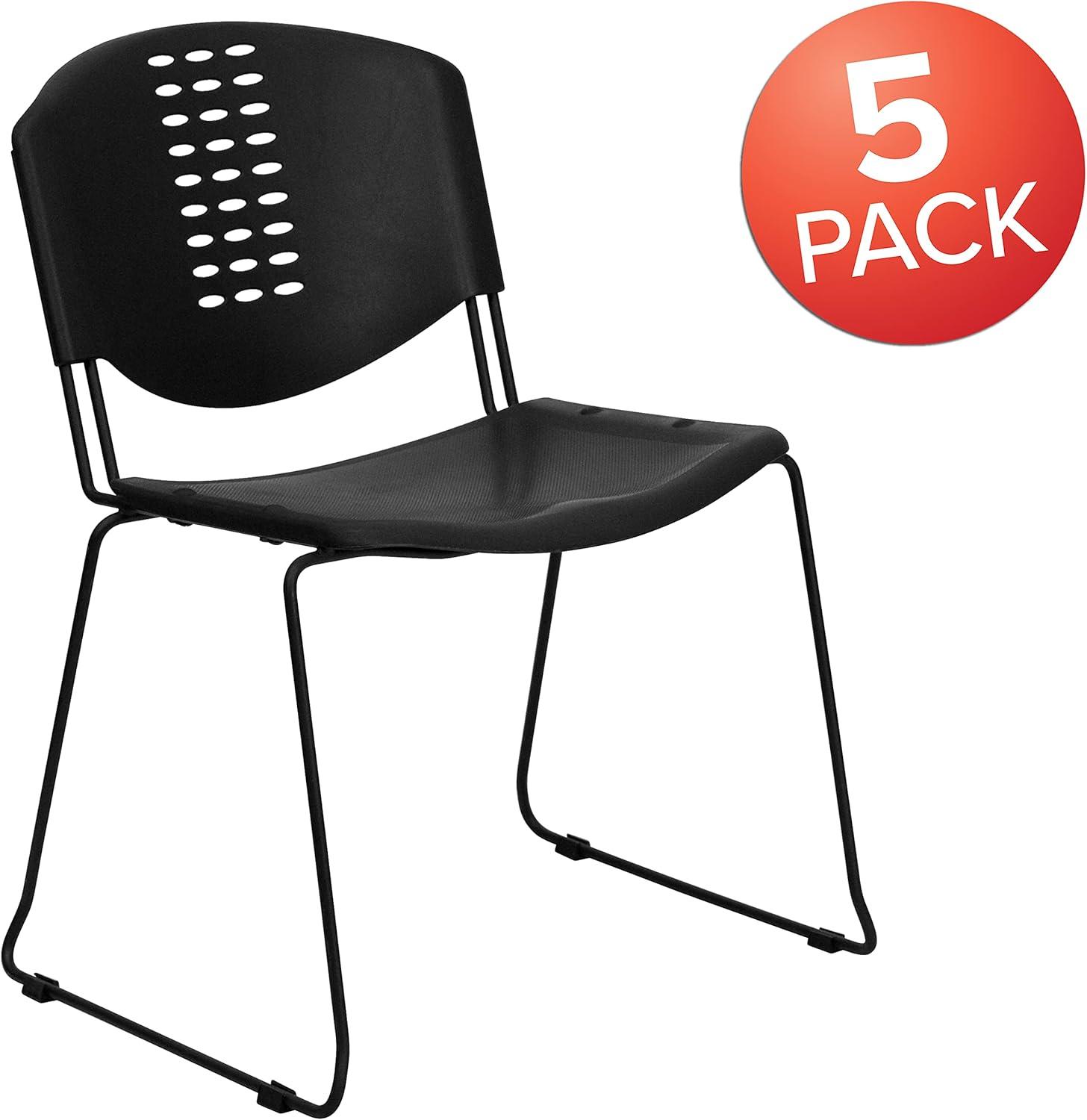 Luz 400 lb. Capacity Plastic Stack Chair - Frame and Textured Seat (Set of 5)