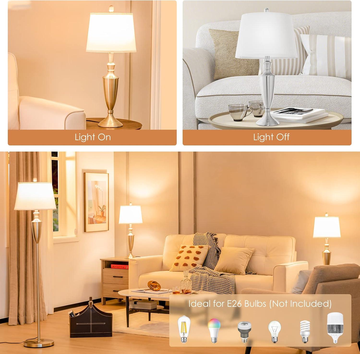 Lalia Home Crystal Drop Table and Floor Lamp Set Metallic Silver : Metallic Silver, Brushed Nickel Base ,Modern Lighting