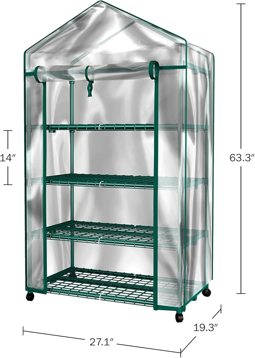 Mini Greenhouse ? 4-Tier Portable Green House with Locking Wheels for Indoor or Outdoor Use ? Gardening in Any Season by Home-Complete