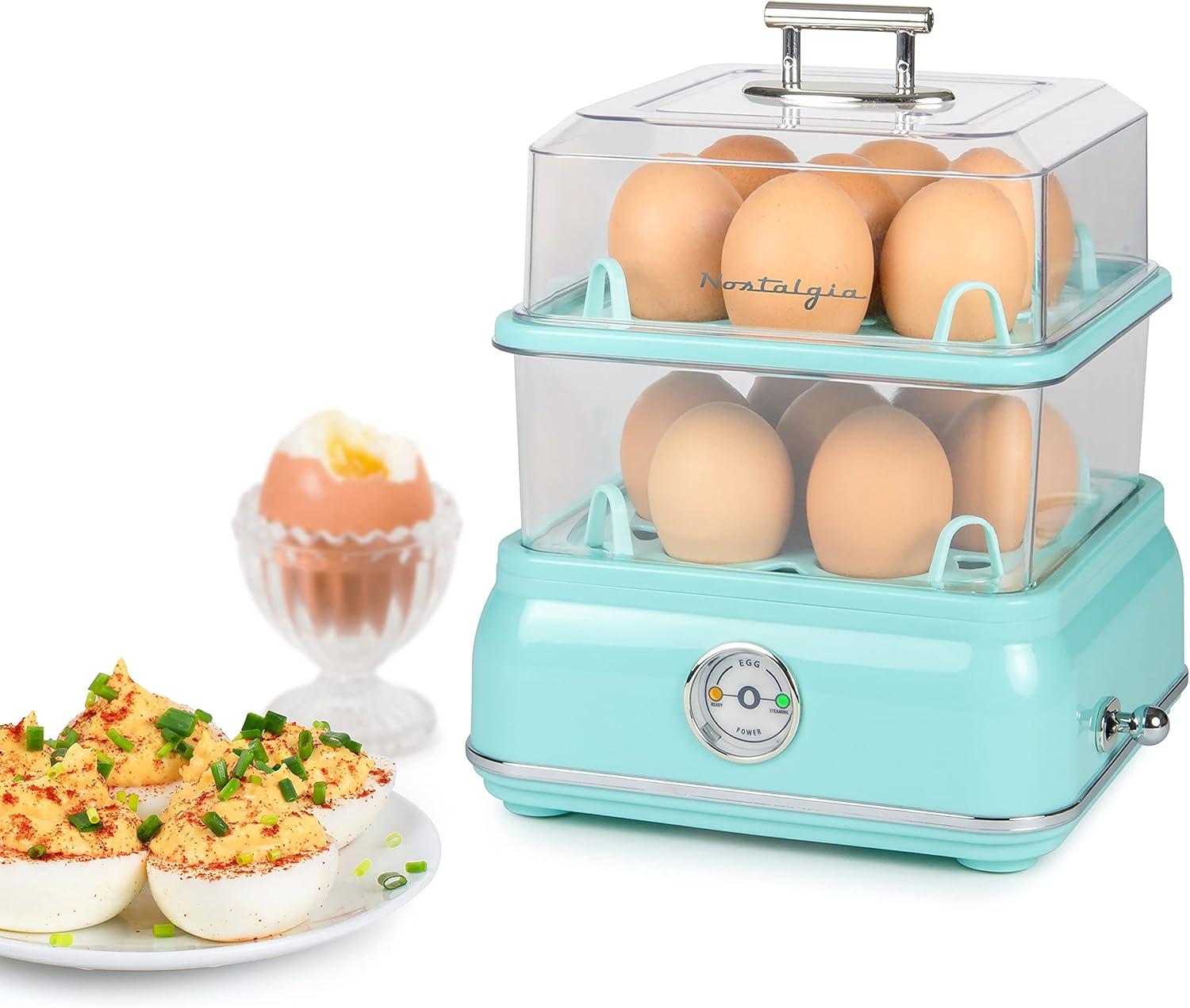 Nostalgia CLEC14AQ Classic Retro 14-Capacity Egg Cooker, Aqua