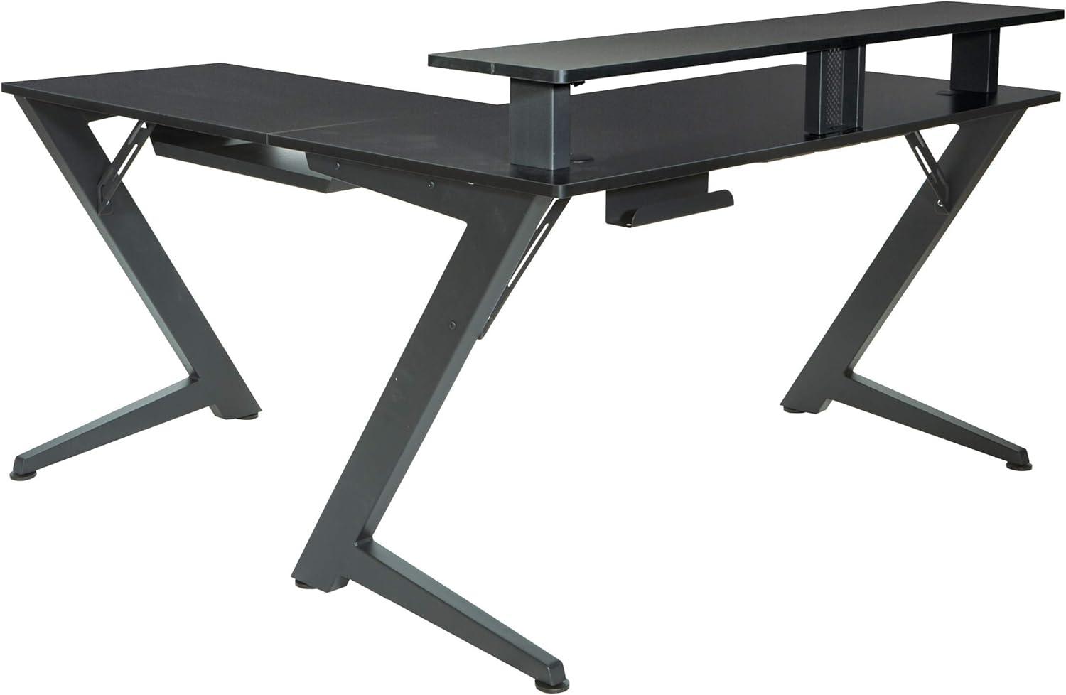 Avatar Battlestation L-Shape Game Desk with Carbon Top and Matte Black Legs