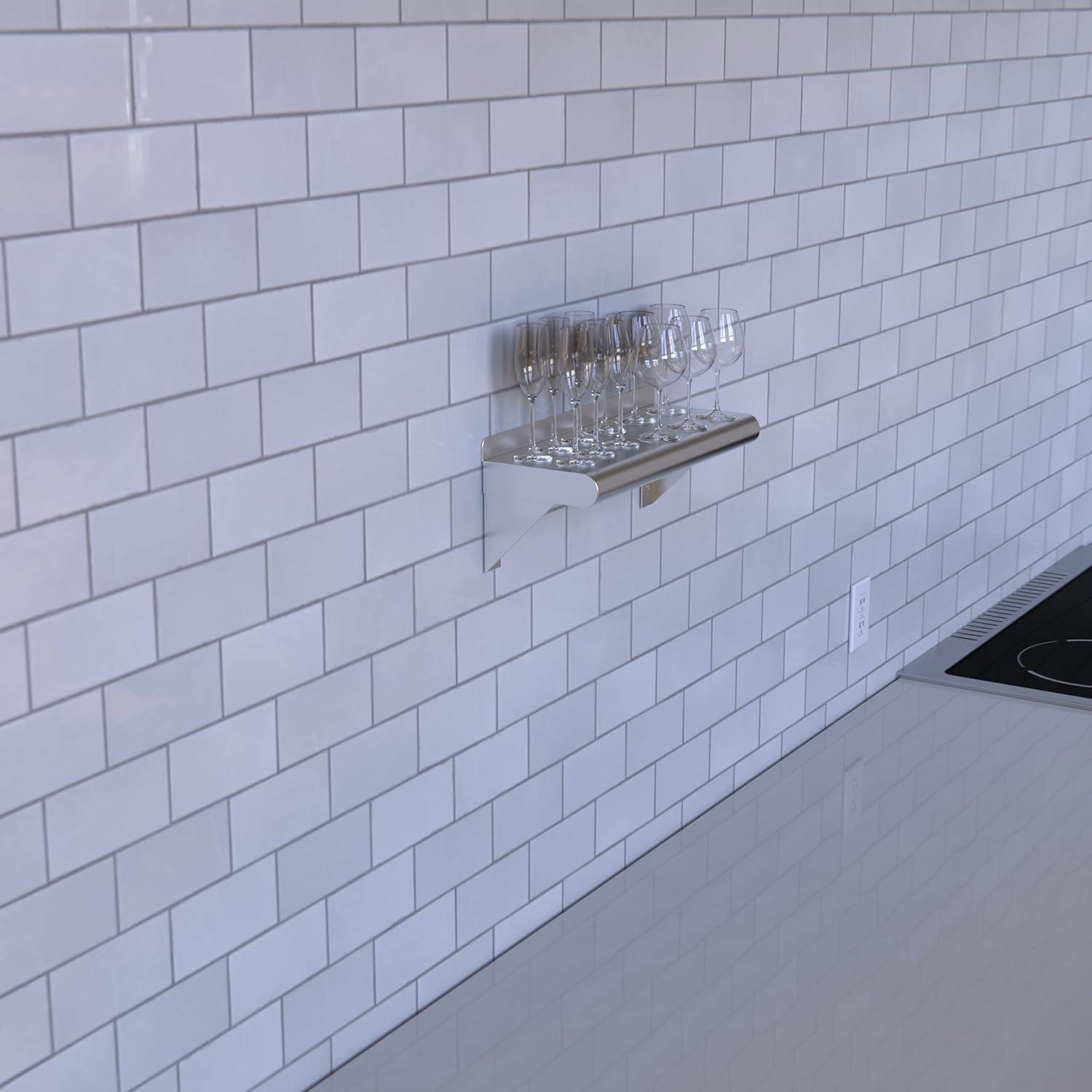 16" Stainless Steel Wall Shelf with Square Edge