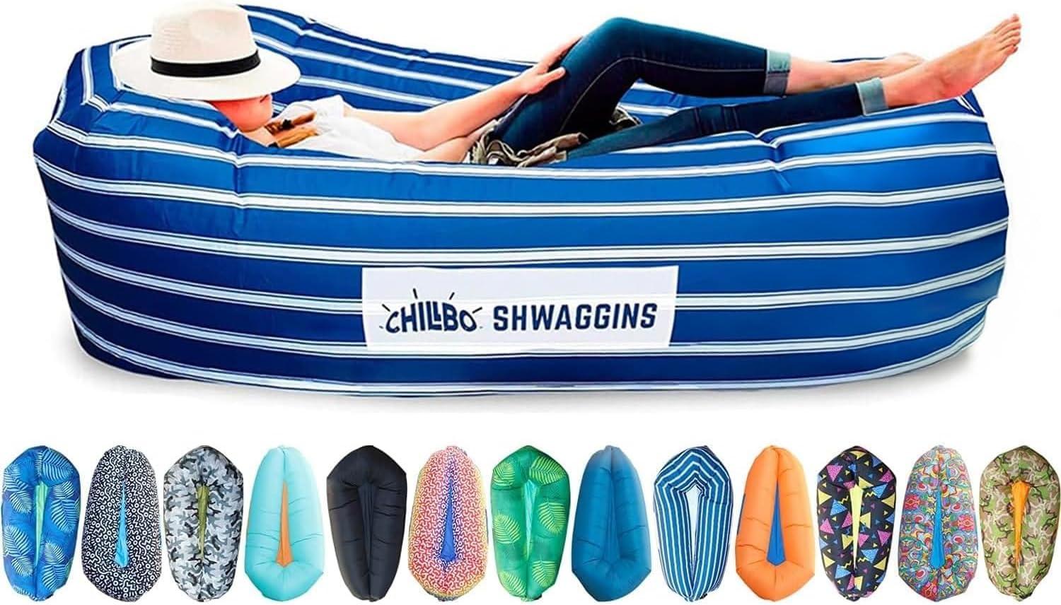Chillbo Shwaggins Inflatable Couch – Cool Inflatable Chair Easy Setup is Perfect for Hiking Gear, Beach Chair and Music Festivals. (Royal Blue)