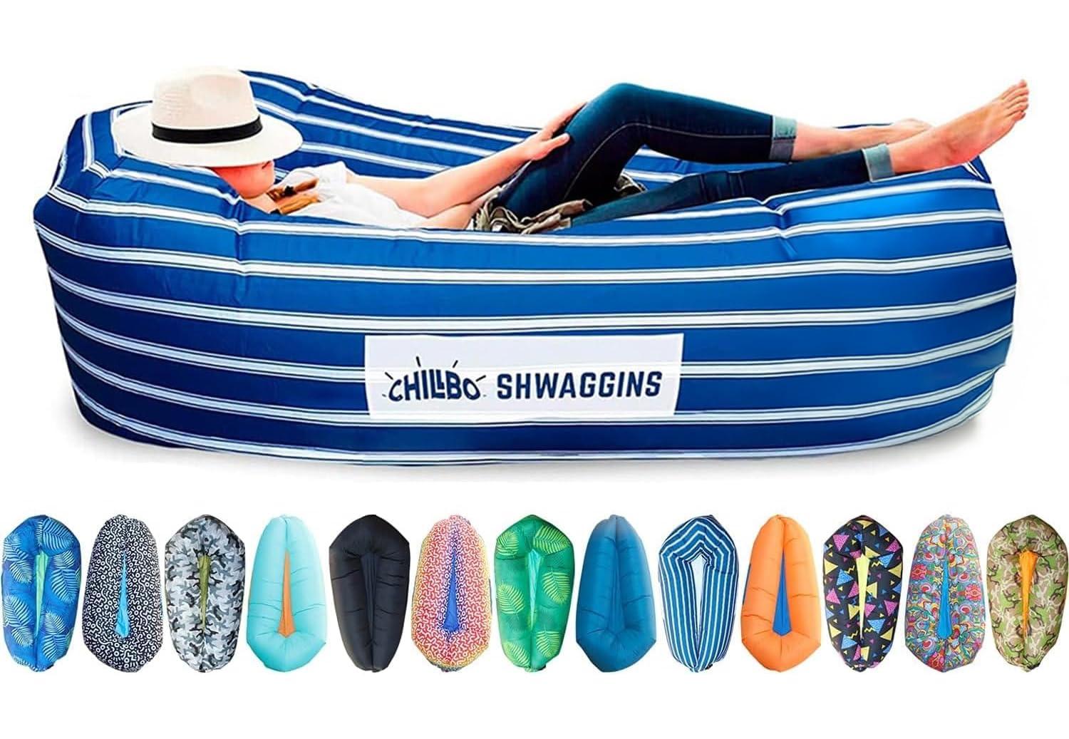Chillbo Shwaggins Inflatable Couch – Cool Inflatable Chair Easy Setup is Perfect for Hiking Gear, Beach Chair and Music Festivals. (Royal Blue)
