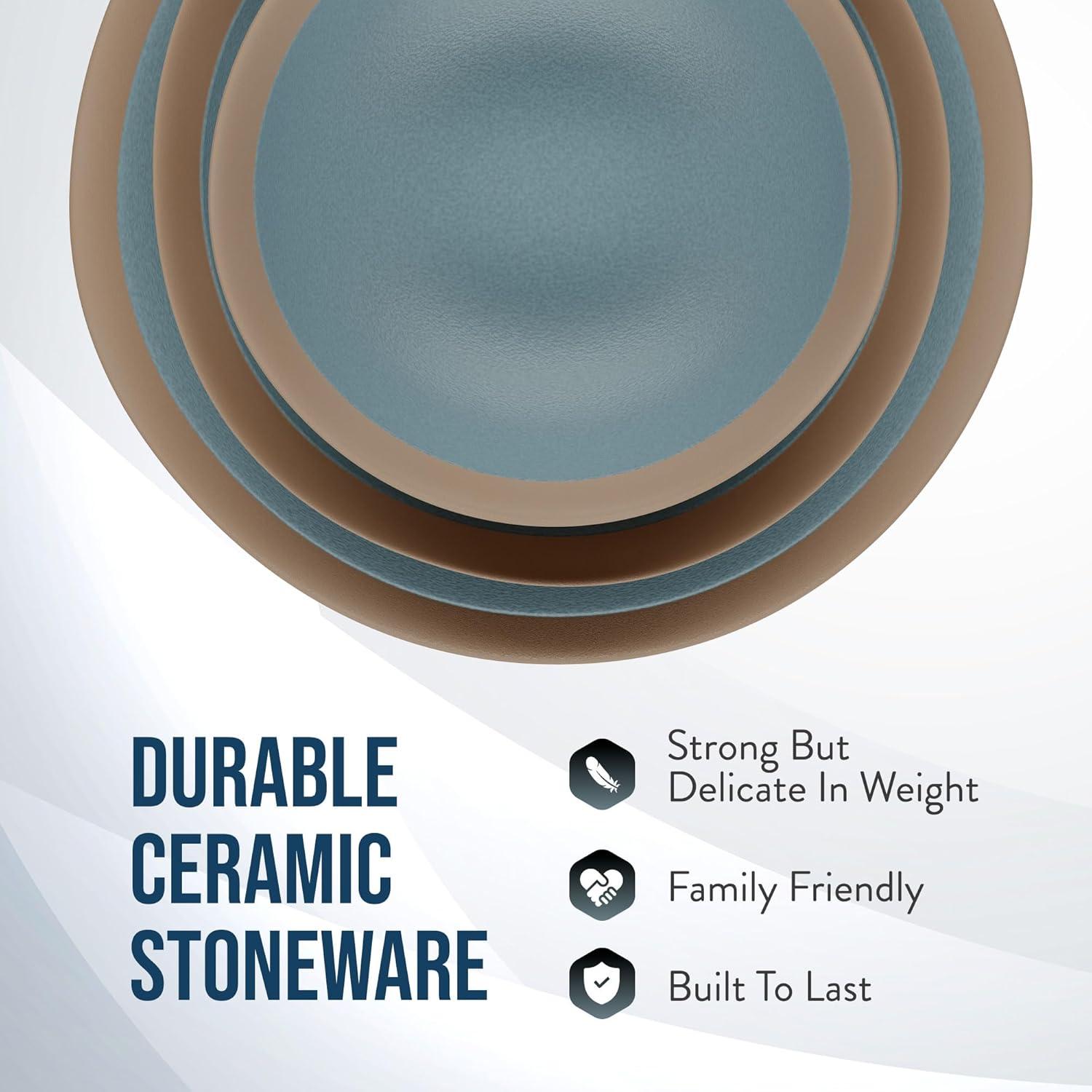 Blue Ceramic Semi-Matte 4-Piece Dinnerware Set