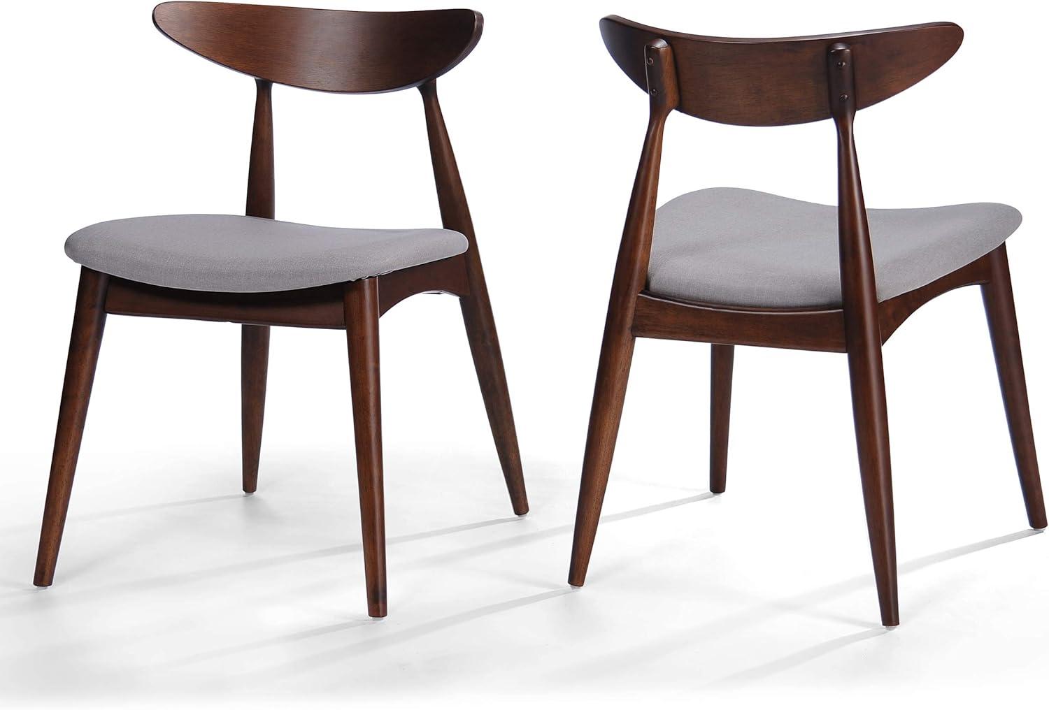 Set of 2 Barron Dining Chair Light Gray - Christopher Knight Home: Mid-Century, Upholstered, Rubberwood