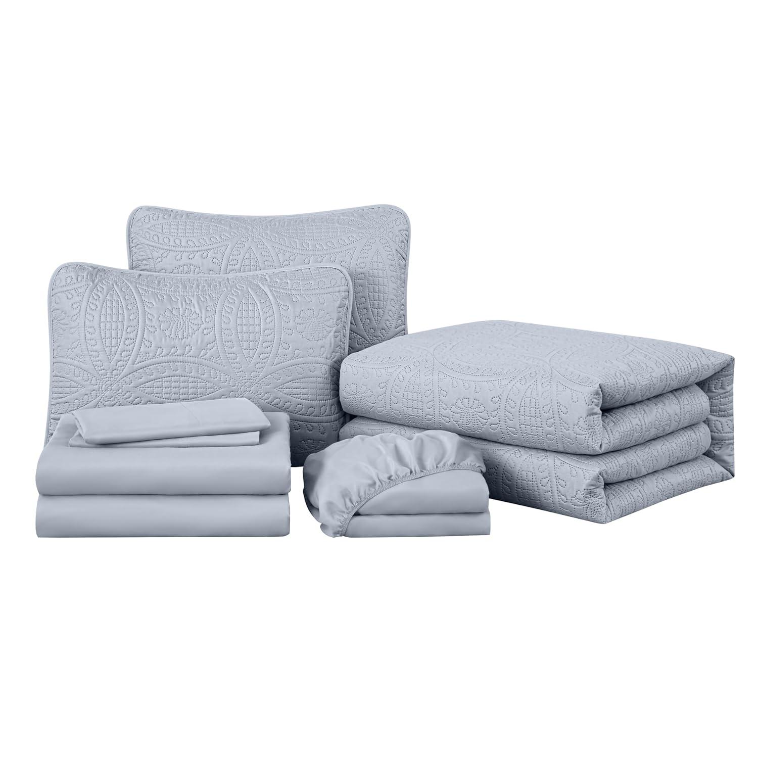 Chezmoi Collection Liam Microfiber 7 Piece Bed in a Bag Comforter Set