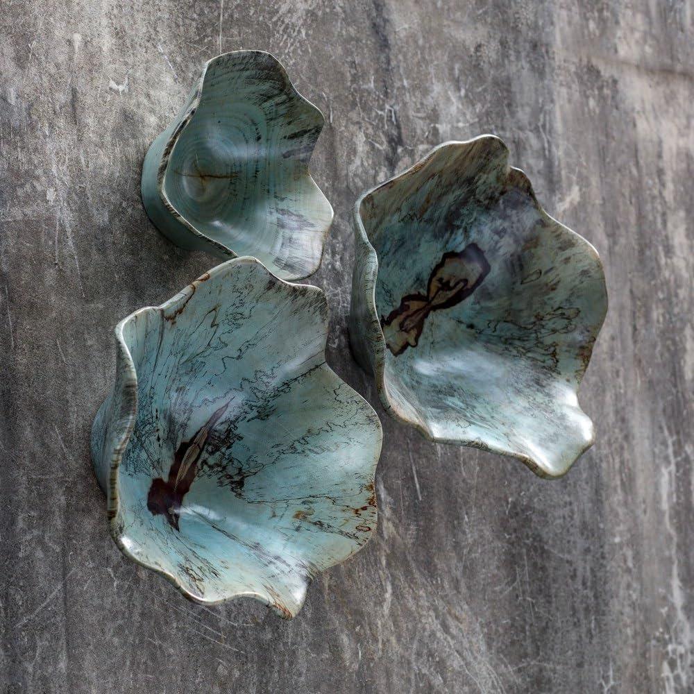 Teo Blue-Green Wood Coastal Wall Art Set