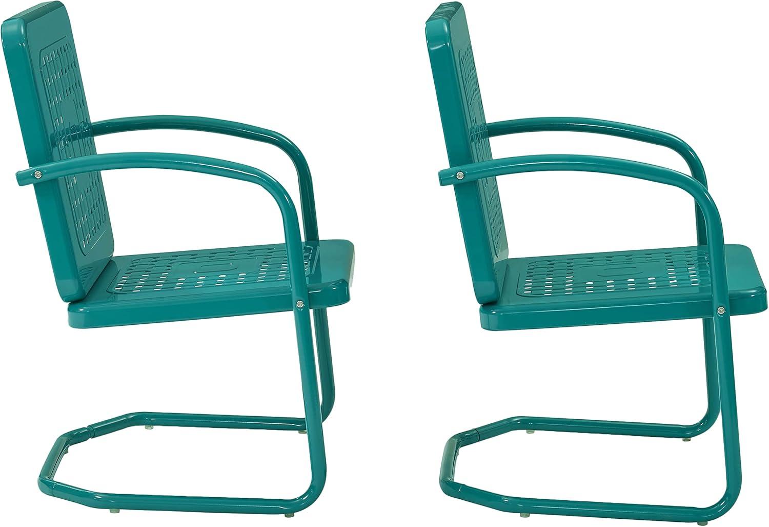 Vintage Turquoise Retro Metal Outdoor Armchair Set