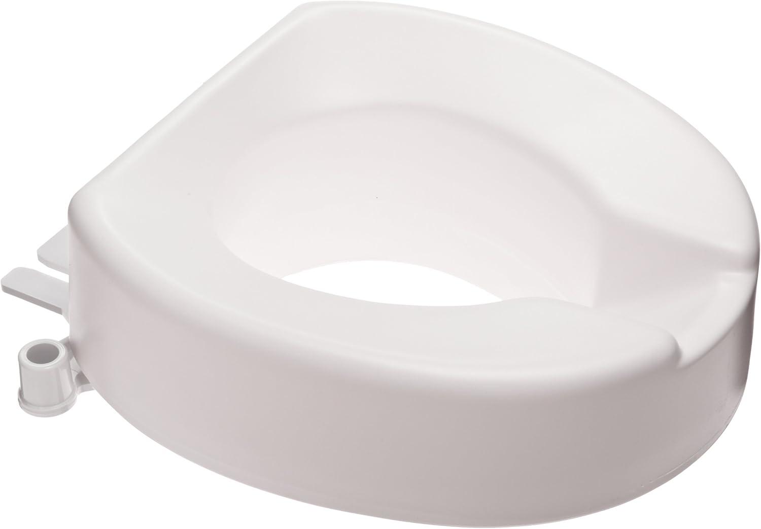White 4-Inch Elongated Elevated Toilet Seat with Contoured Surface