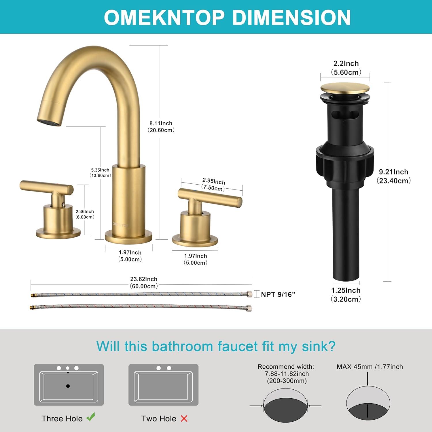 Brushed Nickel Stainless Steel 8-Inch Widespread Bathroom Faucet