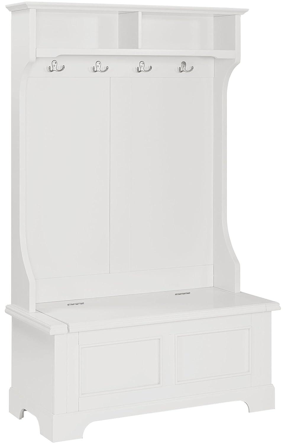 Campbell Hall Tree White - Crosley: Foyer Seating, Coat Hooks, Storage Bench, Cubbies