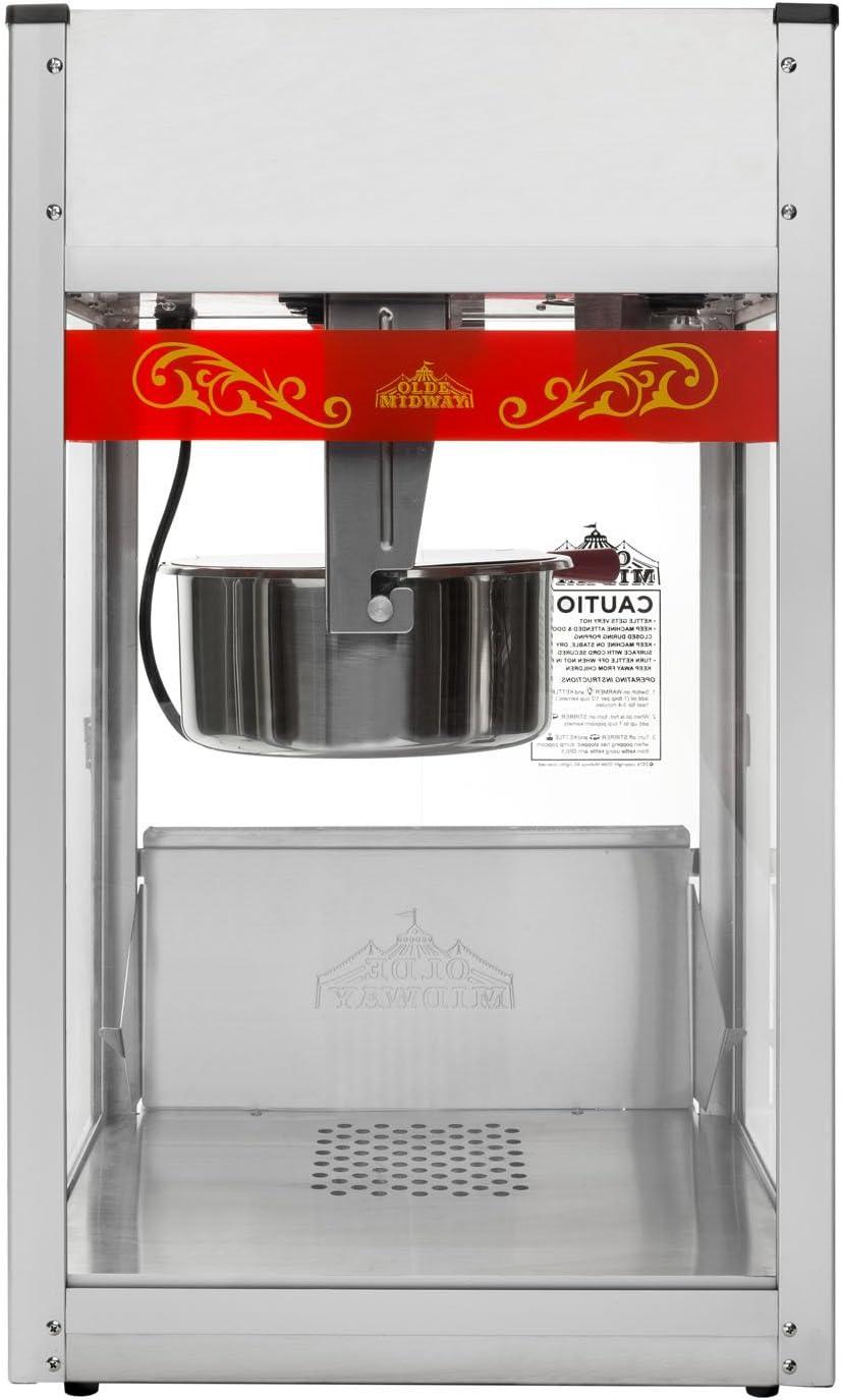 Olde Midway Commercial Popcorn Machine, Bar Style Popper with 12 Ounce Kettle, Black