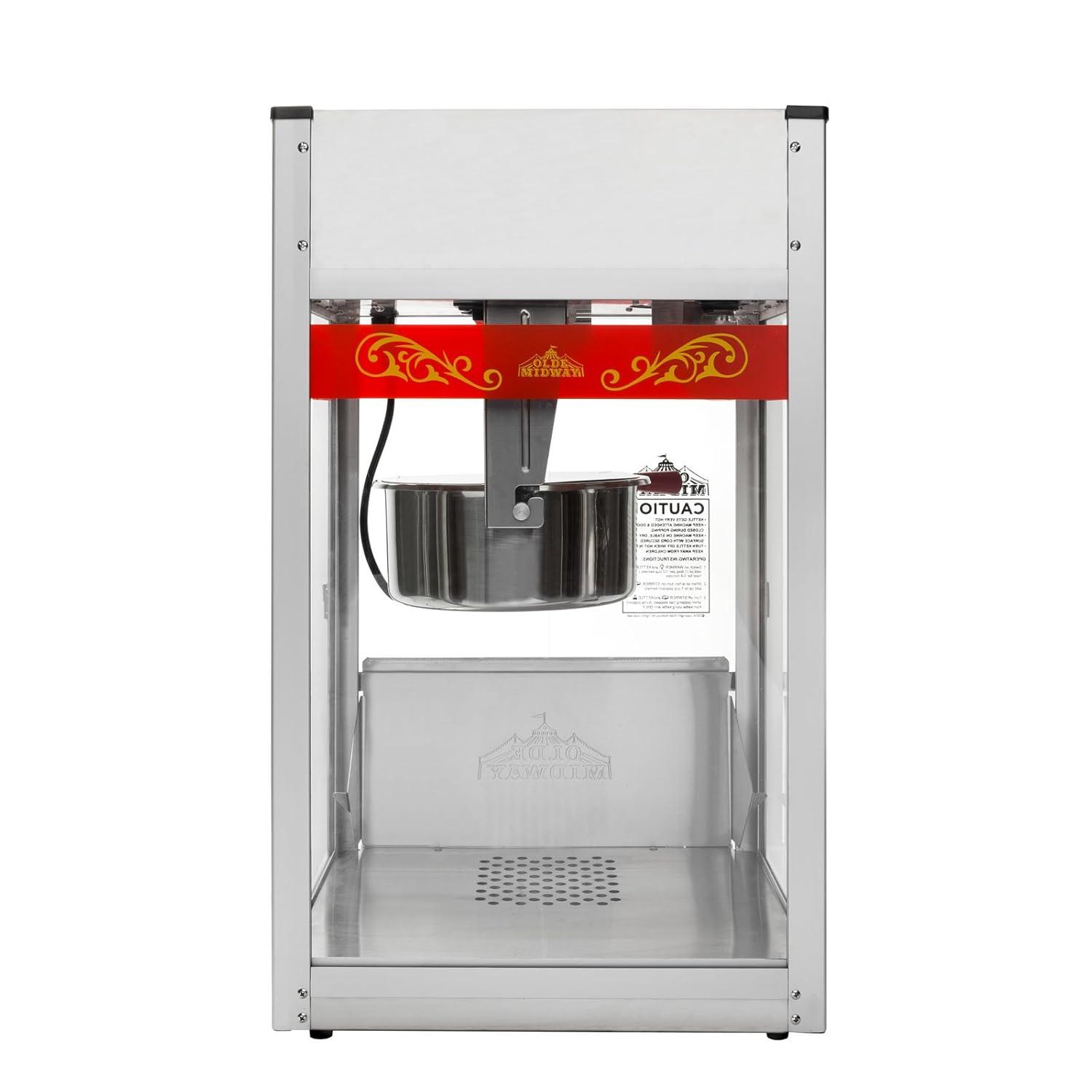 Olde Midway Commercial Popcorn Machine, Bar Style Popper with 12 Ounce Kettle, Black