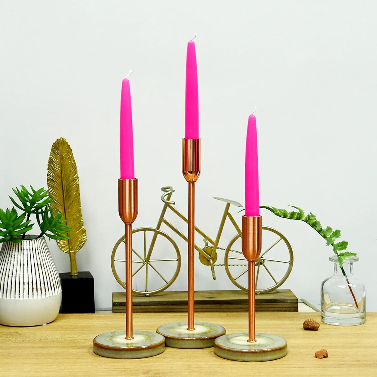 Zest Candle 12-Piece Taper Candles, 6-Inch, Hot Pink