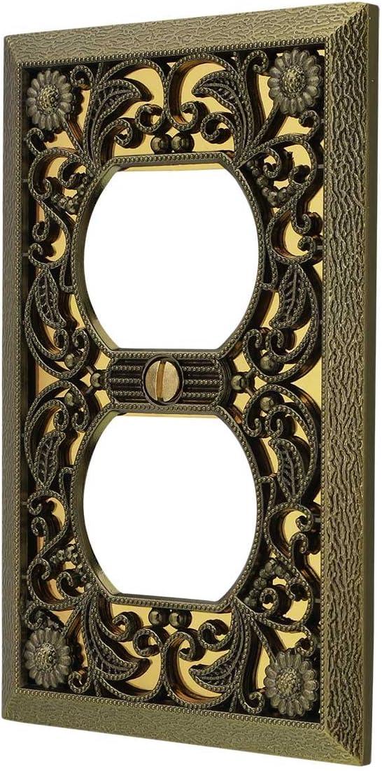 Antique Brass Filigree Single Duplex Wall Plate