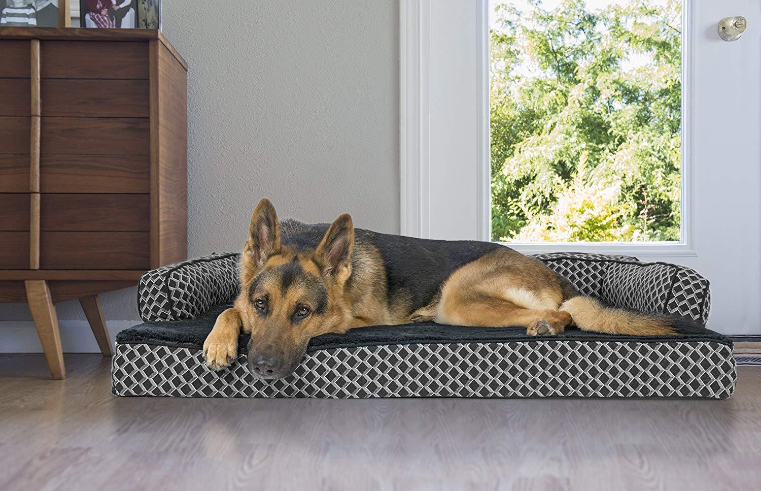 FurHaven Plush & Diamond Décor Comfy Couch Pet Bed