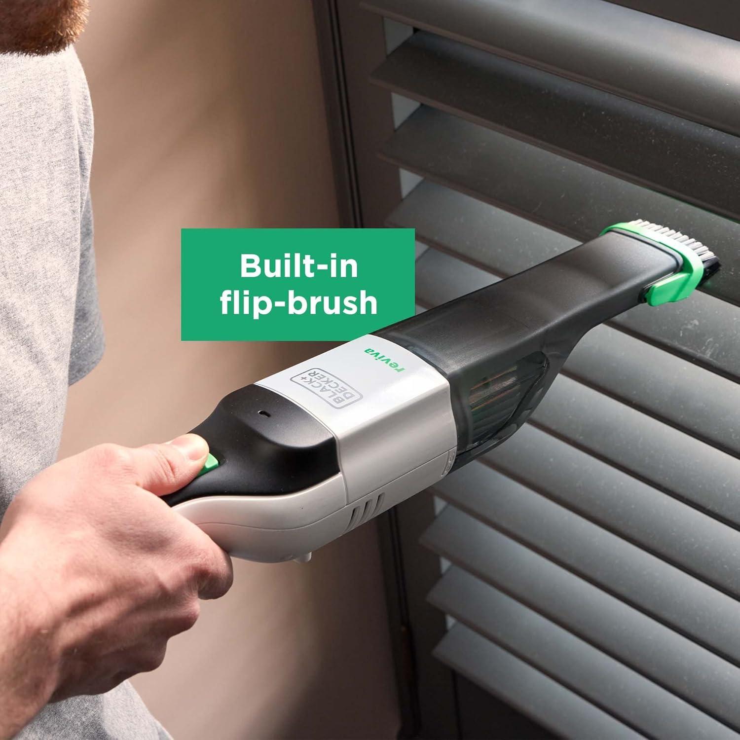 BLACK+DECKER Reviva 8V MAX* Cordless Hand Vacuum with Charger, Filter and Brush Crevice Tool, (REVHV8J40)