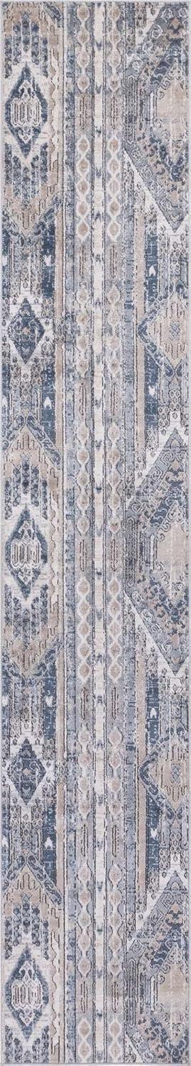 Unique Loom Portland Collection Area Rug - Orford (2' 2" x 12' Runner Navy Blue/Blue)