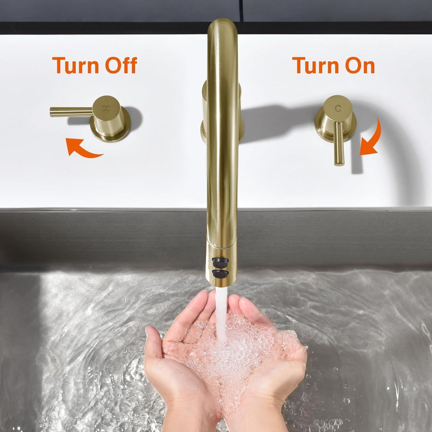 Kitchen Faucet, 2 Handles Kitchen Sink Faucet, 3 Holes Sink Faucet, Pull Down Kitchen Faucets, Bar Kitchen Faucet, Brushed Gold, Stainless Steel, RULIA RB1069