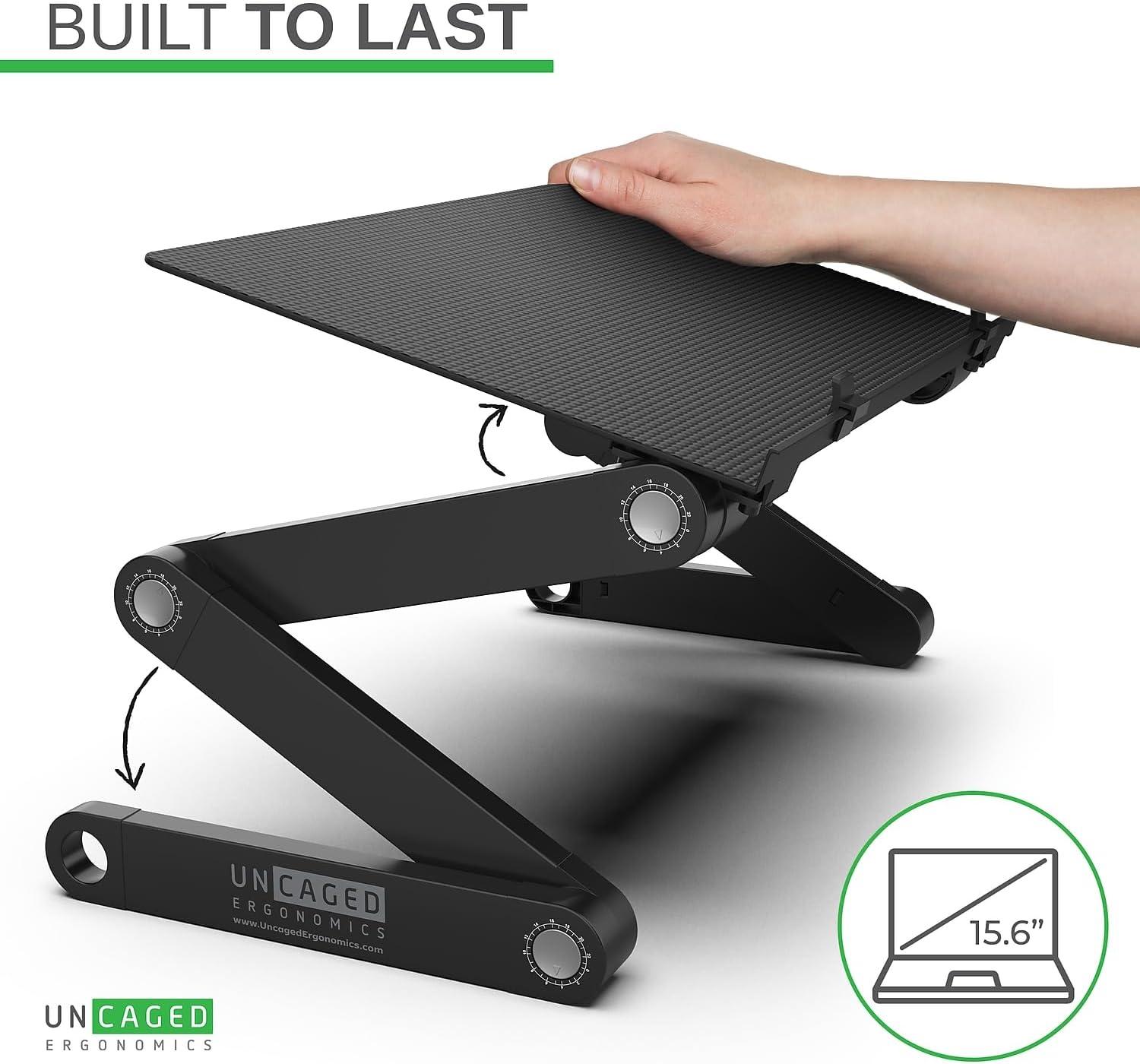 ErgoFlex Pro Adjustable Black Aluminum Laptop Stand, 16"