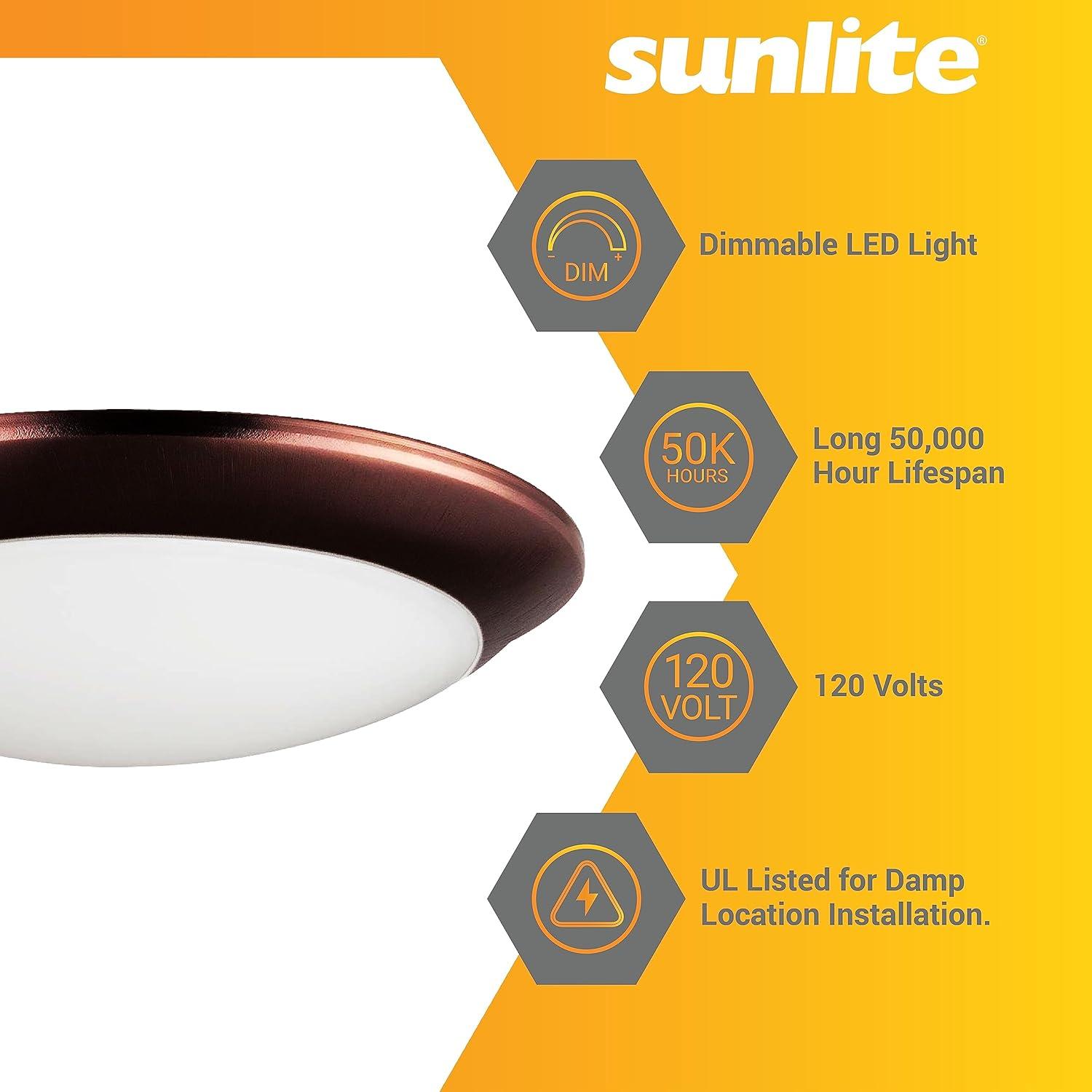 Sunlite 88385-SU 13w 6" LED Slim Disc Ceiling Fixture Bronze Warm White 3000k