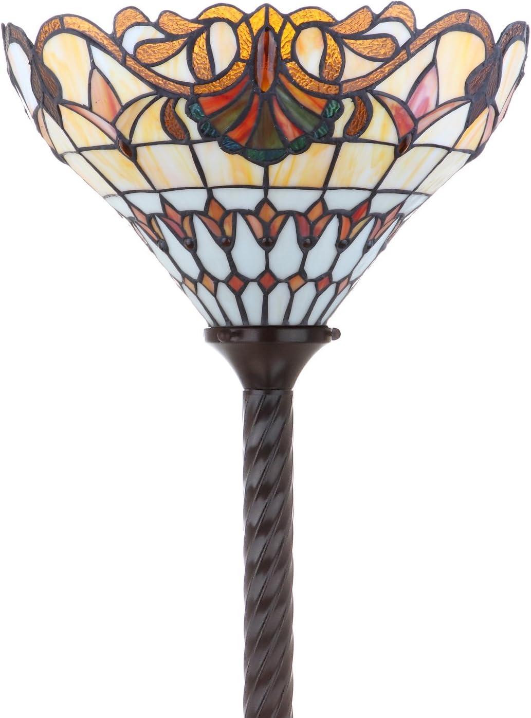 JONATHAN Y JYL8003A Davis Tiffany-Style 70" Torchiere LED Floor Lamp, Traditional for living room, dinning room, bedroom, office Bulb Included, Bronze