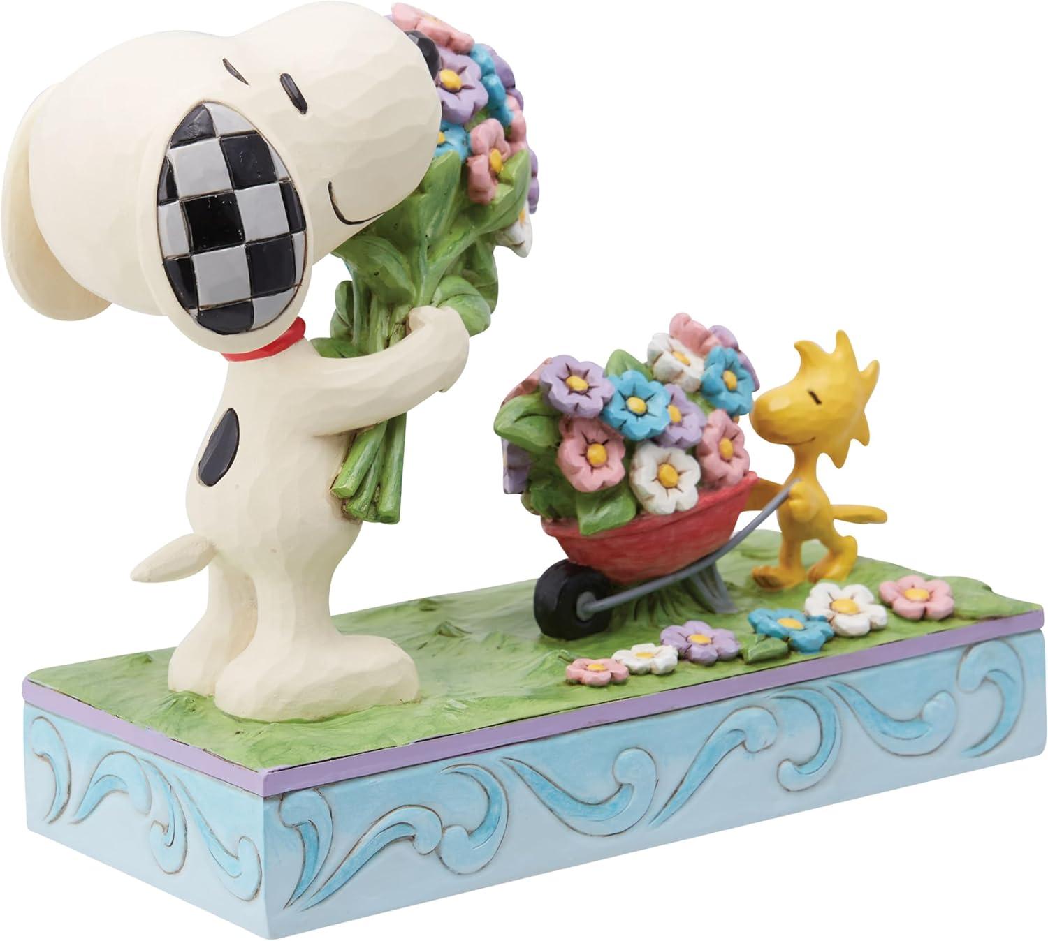 Jim Shore Fresh Picked Blooms - One Figurine 6 Inch, Polyresin - Snoopy Woodstock Flowers 6014344