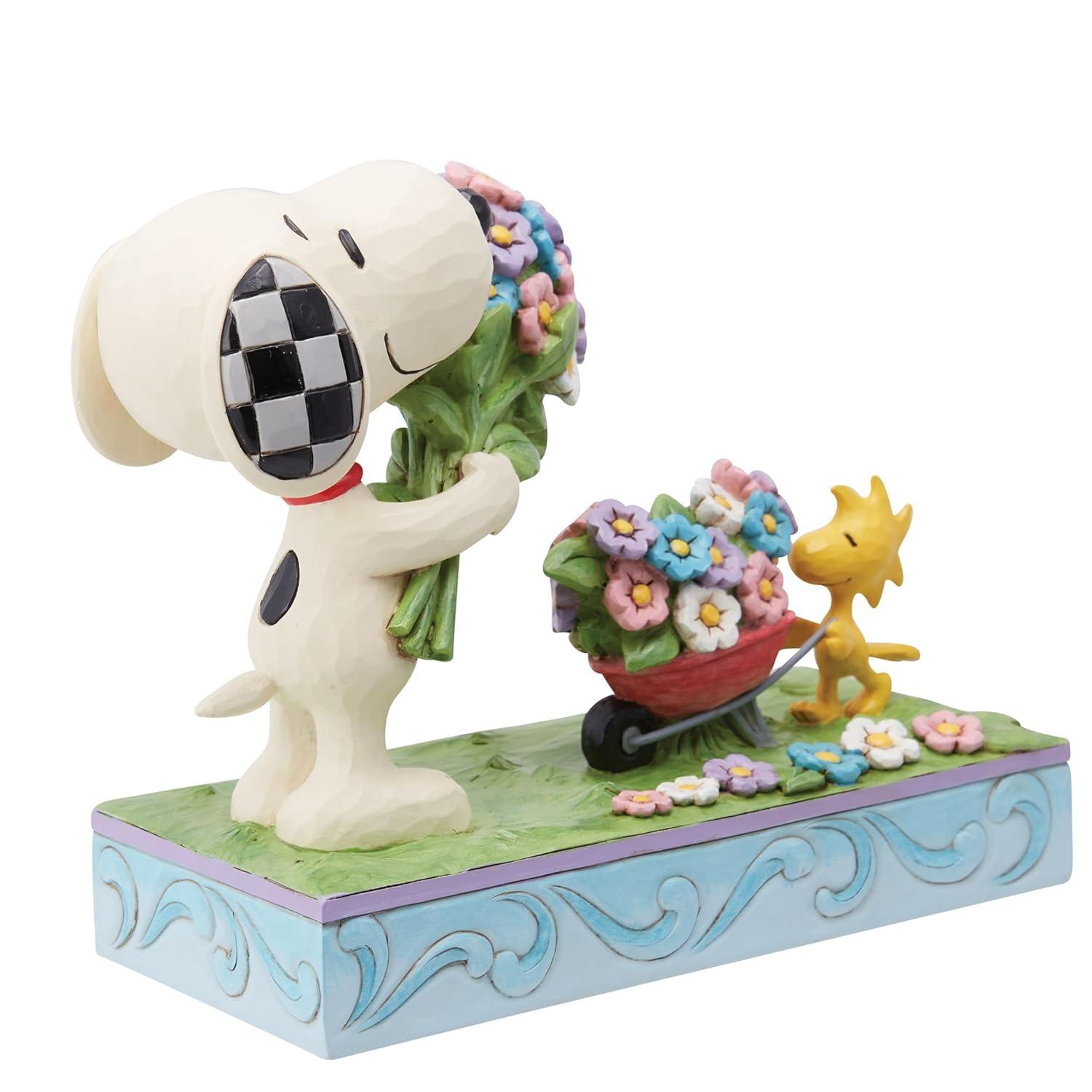Jim Shore Fresh Picked Blooms - One Figurine 6 Inch, Polyresin - Snoopy Woodstock Flowers 6014344
