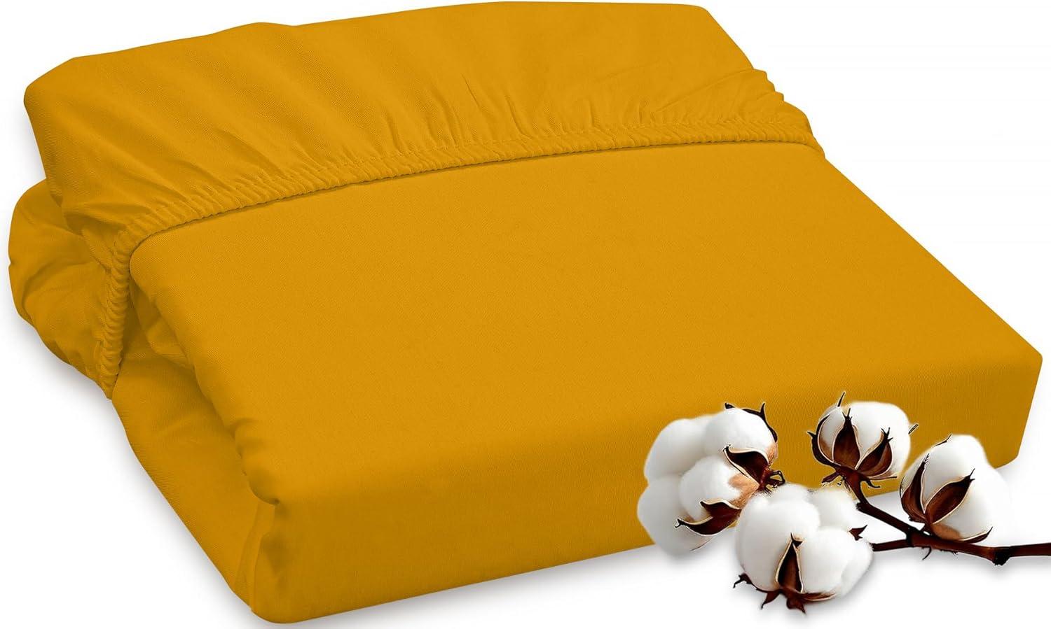 Royale Linen 300 Thread Count 100% Long Staple Combed Cotton Fitted Sheet - Super Soft Deep Pocket Bottom Sheet - Yellow Fitted Sheet Twin Size - Twin Fitted Sheet Only - Elastic Sheet (Twin, Yellow)
