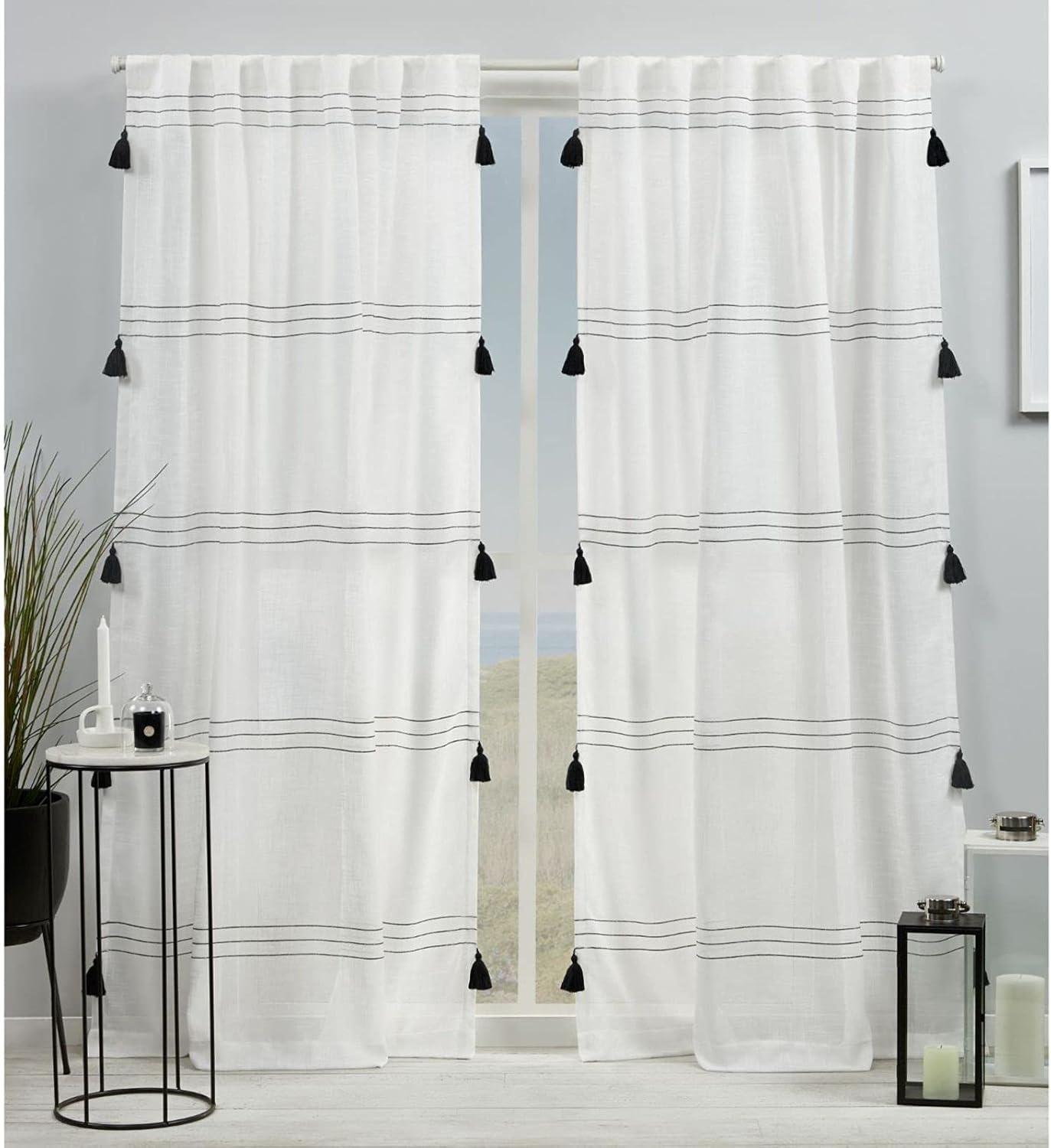 Demi Light Filtering Curtain Panel with Tassels - Exclusive Home