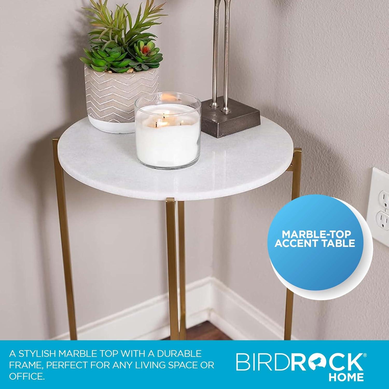 BIRDROCK HOME Folding Side Table with Marble Top - Gold Legs