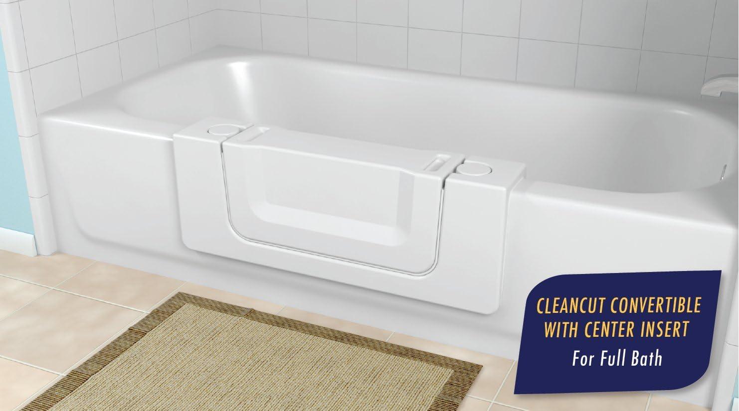 Large White Convertible Walk-In Bathtub Accessibility Kit