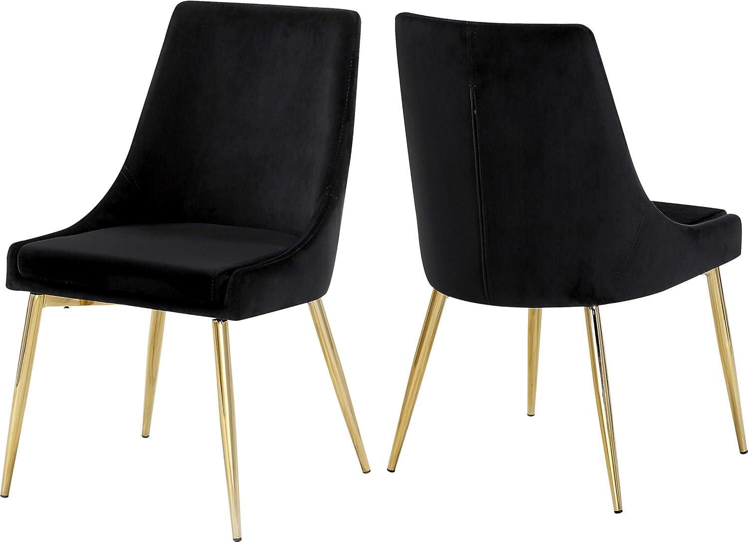 Karina Black Velvet Upholstered Side Chair with Gold Legs