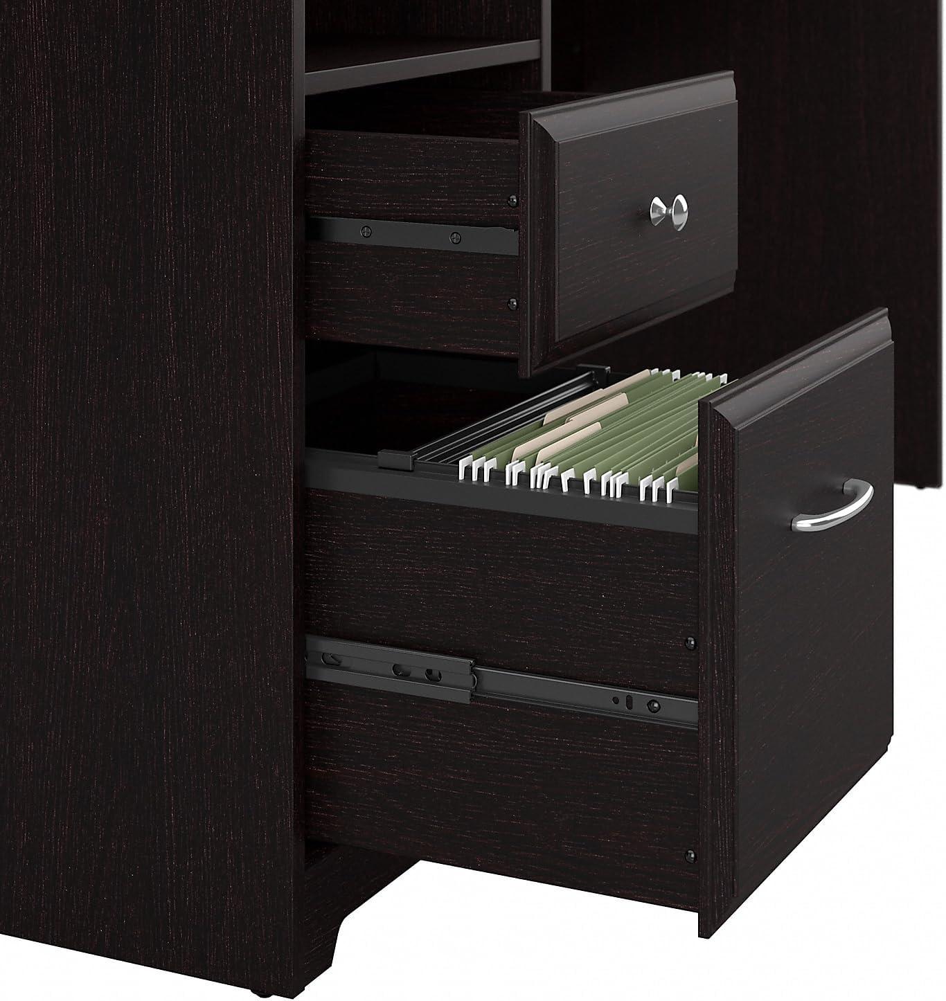 Cabot 60W 3 Position Sit to Stand L Desk & Hutch in Espresso Oak - Eng Wood