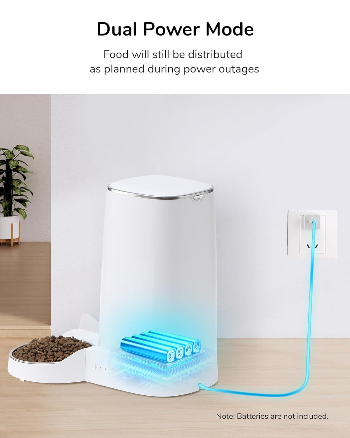 FUKUMARU Automatic Cat Feeder, 4L Dog Feeders with Double Bowls, Support DIY Meals and Timed Control WiFi Cat Food Dispenser, Suit for Most Cat and Dog Food C49