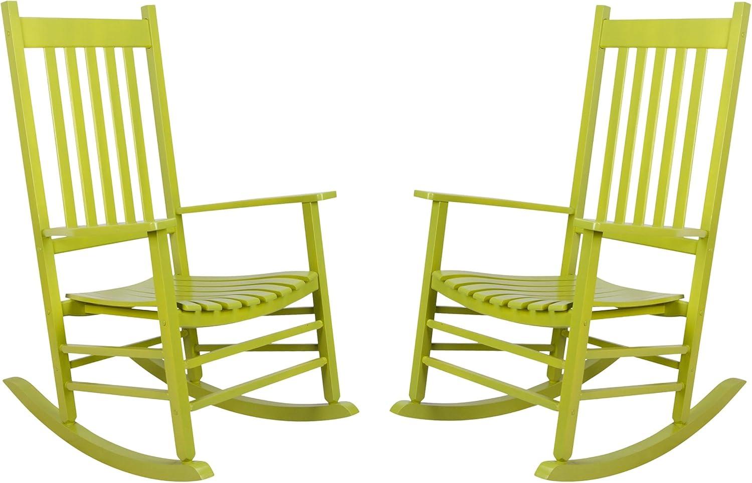 Shine Company 4332 Lime Wood Frame Rocking Chair with Slat Seat