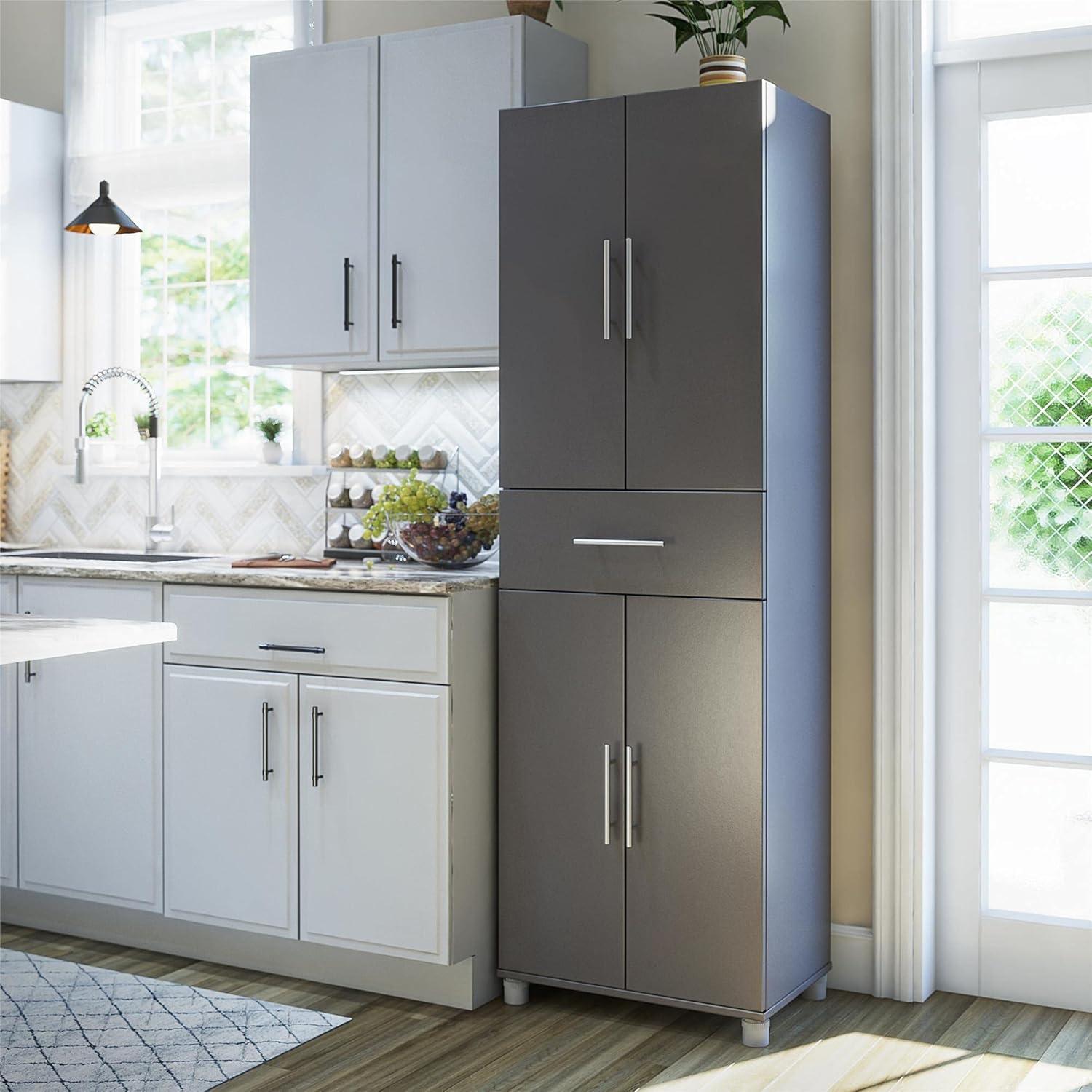 Graphite Gray Freestanding Storage Cabinet with Adjustable Shelves