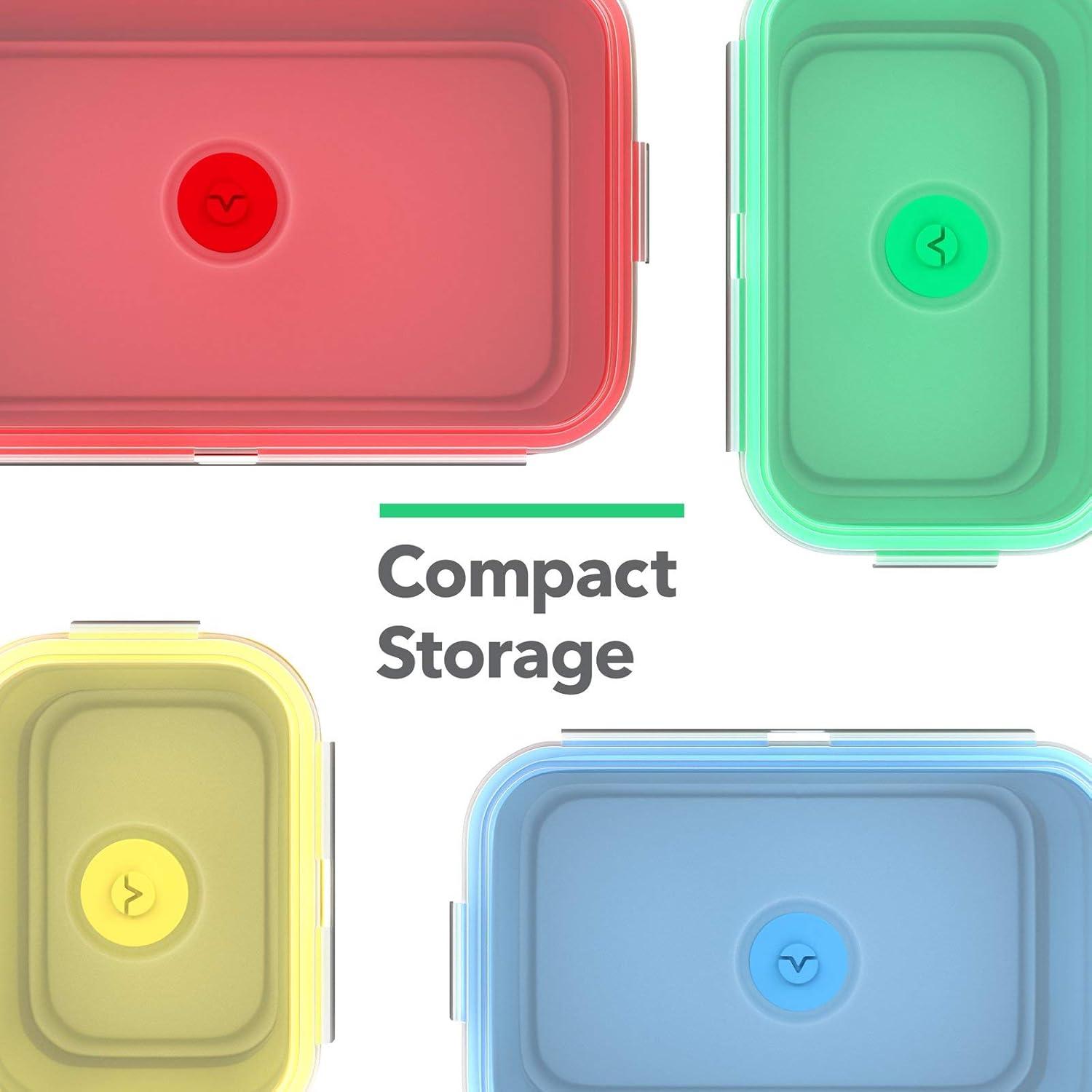 Vremi Multicolor Silicone Collapsible Airtight Food Storage Container (4 Count)