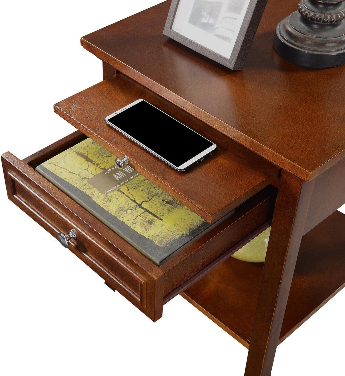 Convenience Concepts American Heritage Logan 1 Drawer End Table with Pull-Out Shelf, Espresso