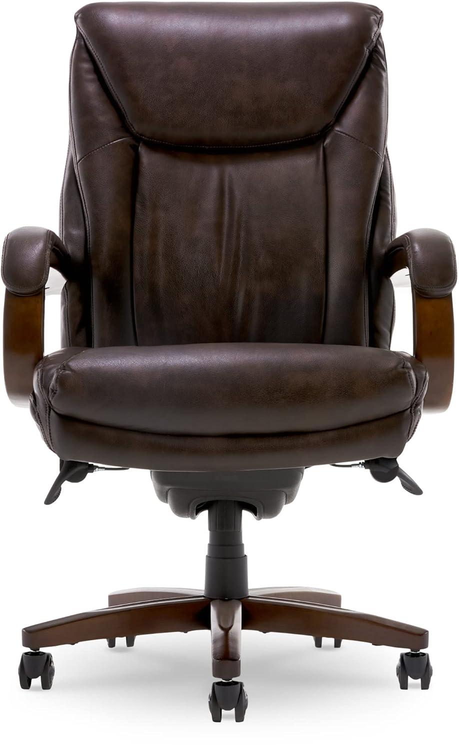 La-Z-Boy La-Z-Boy Edmonton Big & Tall Executive Office Chair, ComfortCore with Memory Foam Cushions, Real Wood Arms and Base, Waterfall Seat Edge, Bonded Leather