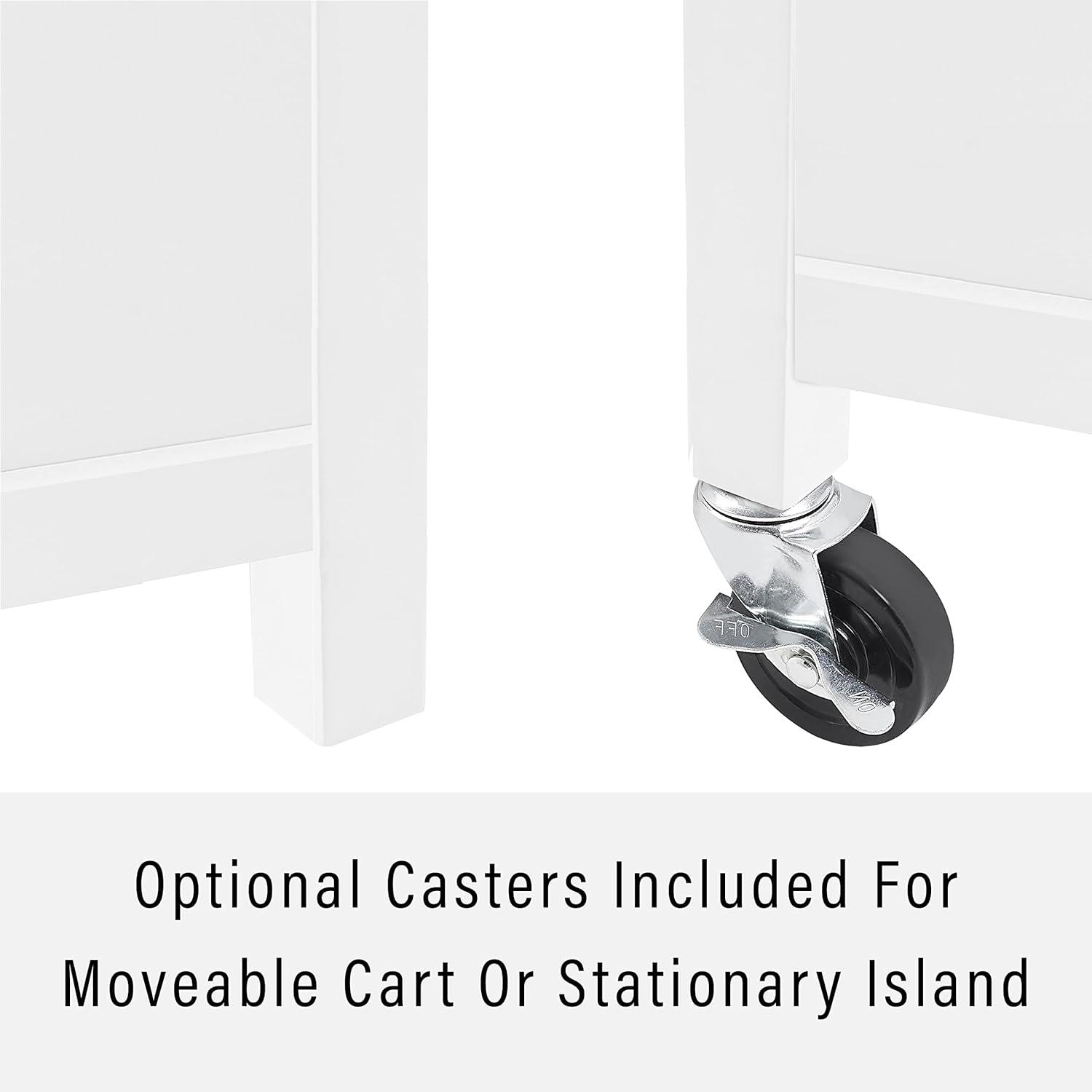 Crosley Soren Granite Top Kitchen Island/Cart Black/White: Traditional Style with Caster Wheels, Storage & Assembly Tools Provided