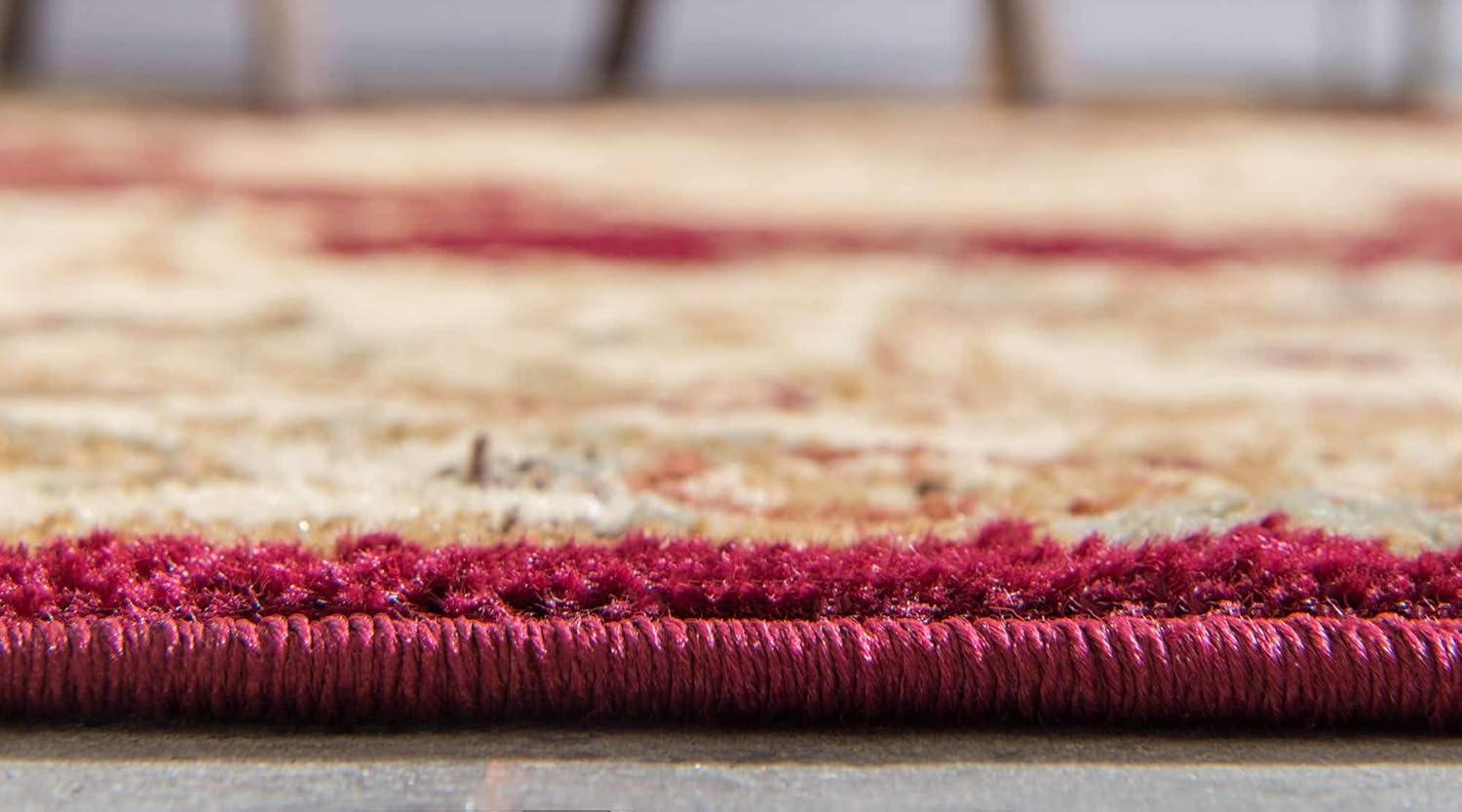 Unique Loom Versailles Collection Area Rug - Charles (6' 1" Square Red/Cream)