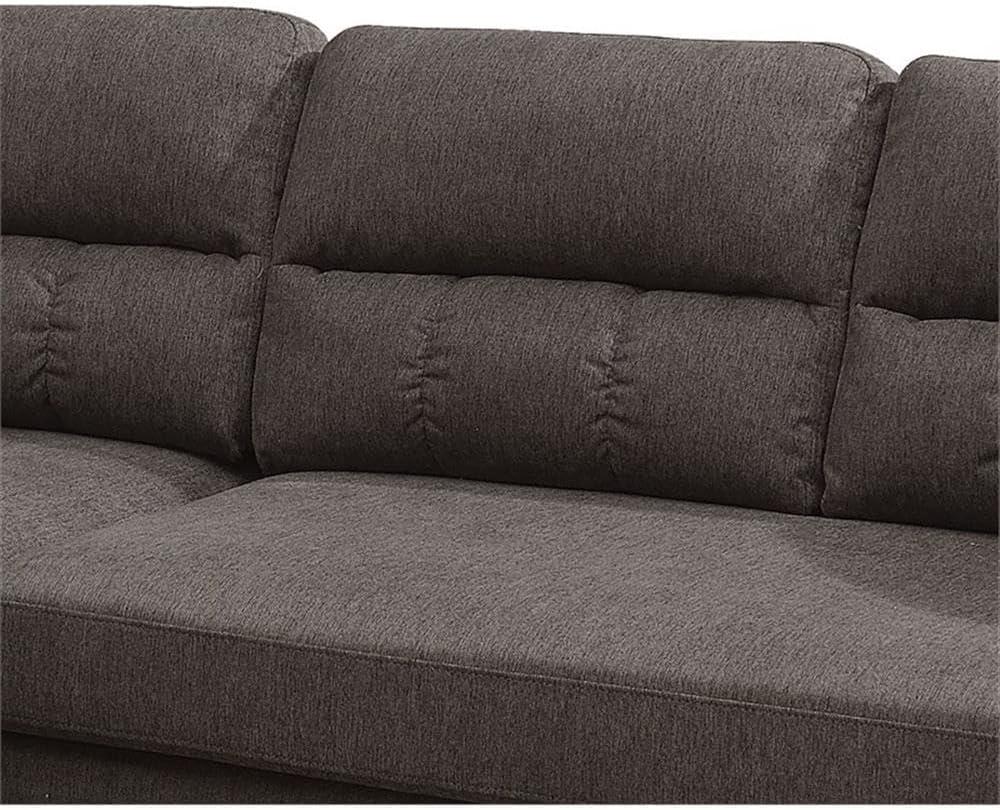 Poundex Furniture Fabric Reversible Sofa Sectional Set in Tan Brown Color