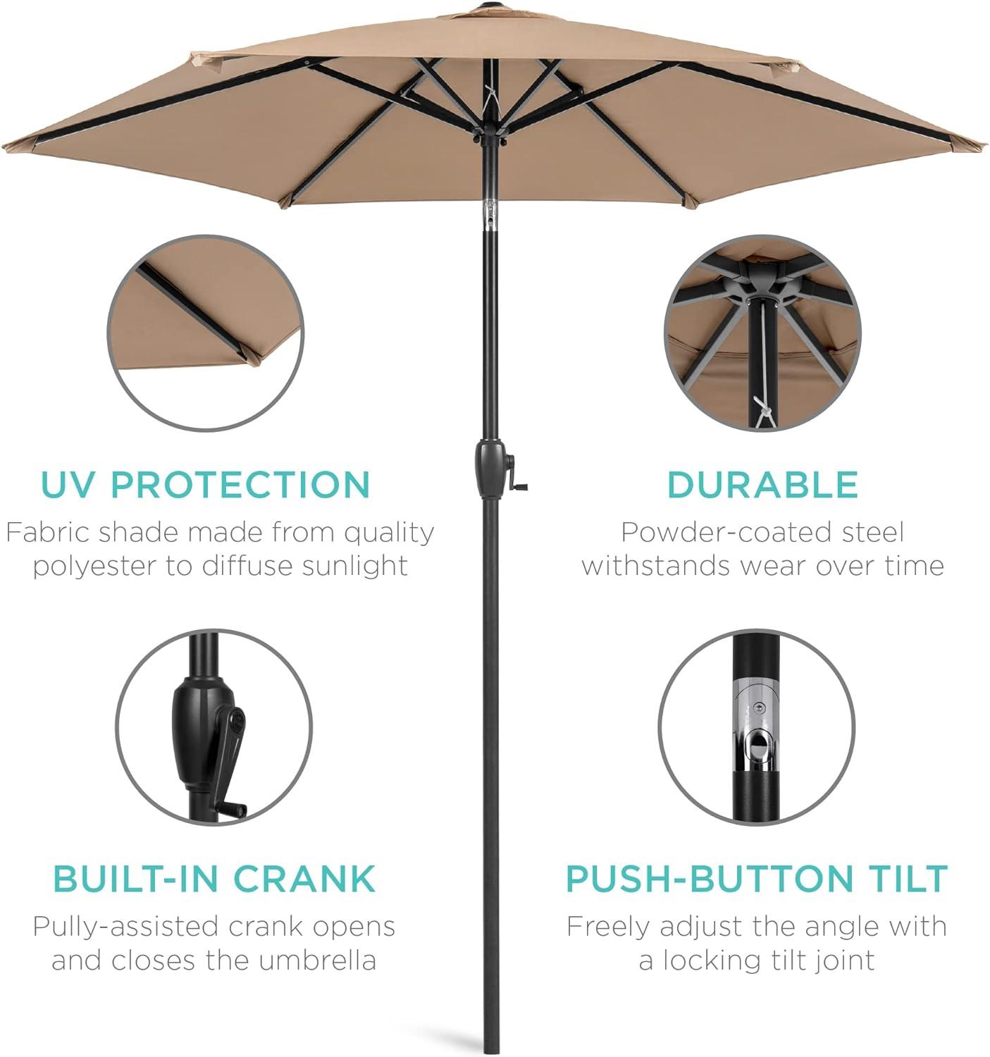 Best Choice Products 7.5ft Heavy-Duty Outdoor Market Patio Umbrella w/ Push Button Tilt, Easy Crank