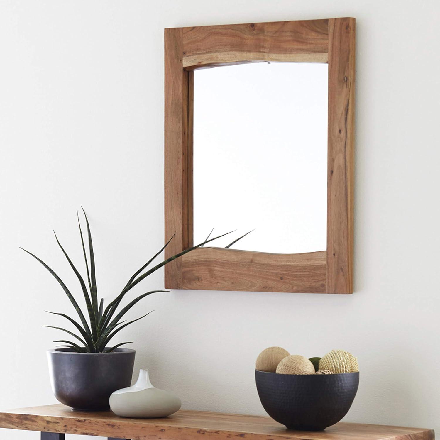 Natural Acacia Wood Square Live Edge Mirror