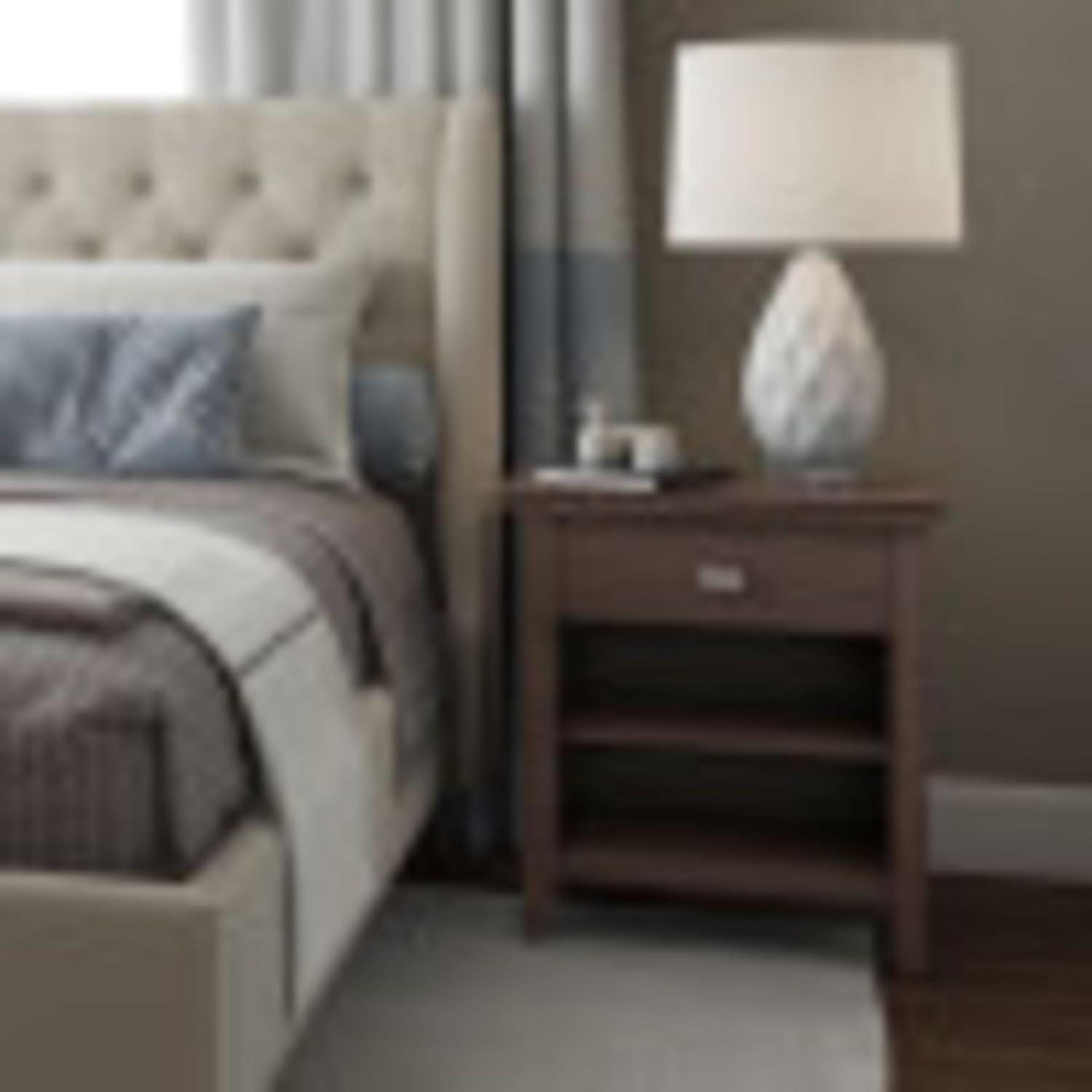 Simpli Home Artisan 24"W Solid Wood Nightstand with Drawer and Shelves