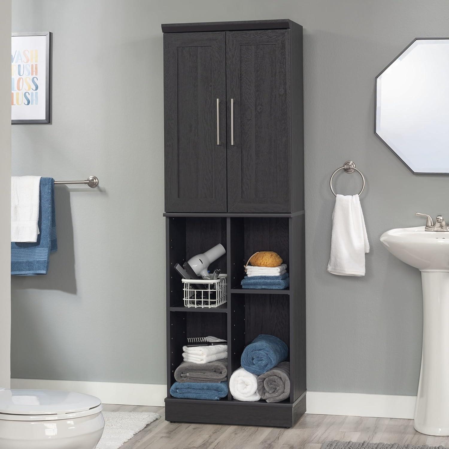 Sauder Homeplus Engineered Wood Storage Cabinet in Raven Oak Finish